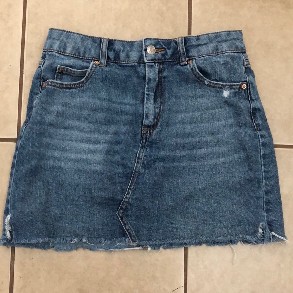 Wild Fable denim jean skirt 6 distressed high rise